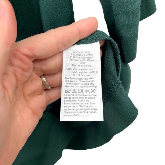 MADEWELL Long Sleeve Button Front Novel Dress‎ Sz L emerald green - Picture 7 of 7